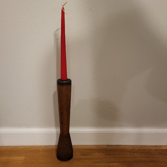 2 - Antique Wood Metal Textile Industrial Beehive Candle Spool Bobbin Spindles - Picture 3 of 14